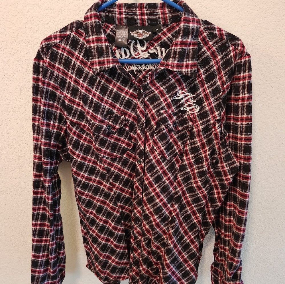 Harley Davidson flannel button down top